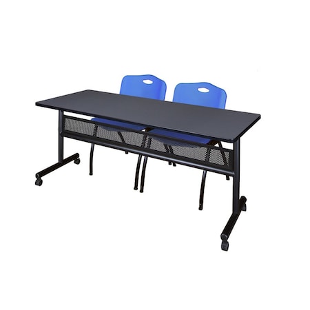 Kobe Rectangle FlipTop Table, 72" W, 29" H, Laminate Top, Gray MKFTM7224GY47BE